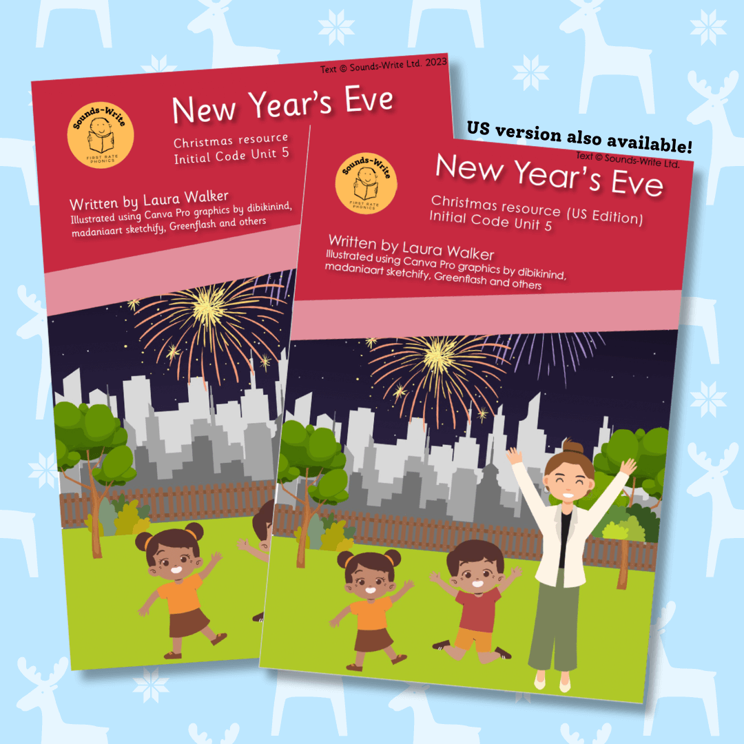 Book cover for 'New Year's Eve' Christmas resource Initial Code Unit 5. US version also available.