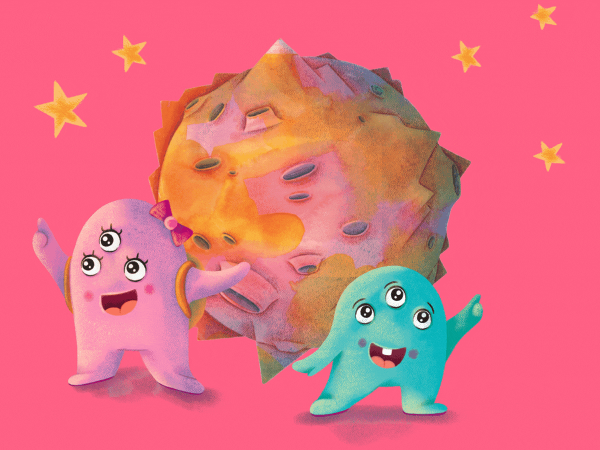 Nursery top banner Aliens, planet and stars
