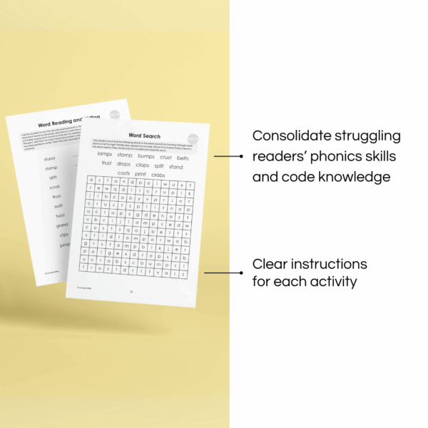 Consolidate struggling readers’ phonics skills and code knowledge Clear instructions for each activity