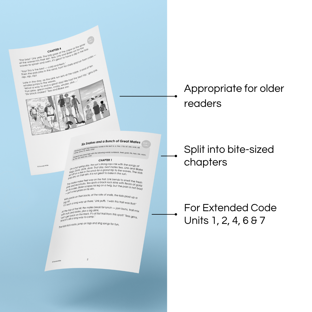 Appropriate for older readers Split into bite-sized chapters For Extended Code Units 1, 2, 4, 6 & 7