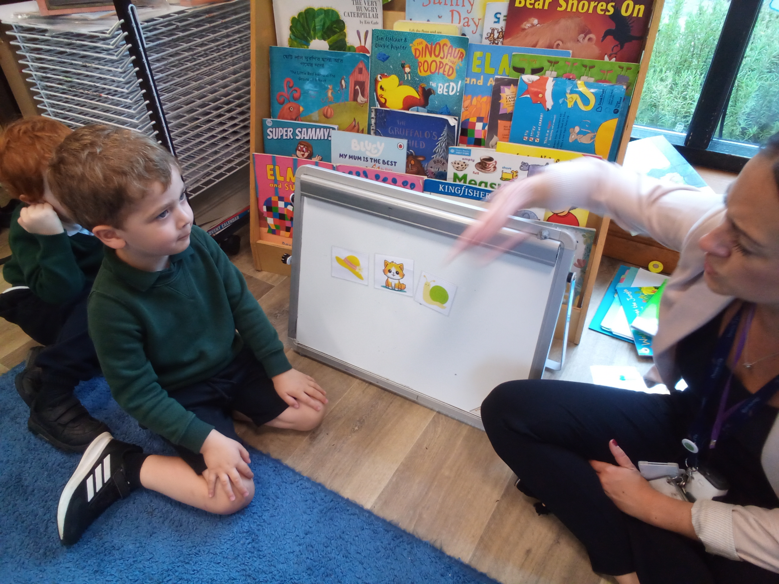 Child building a word