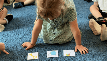 Child building a word