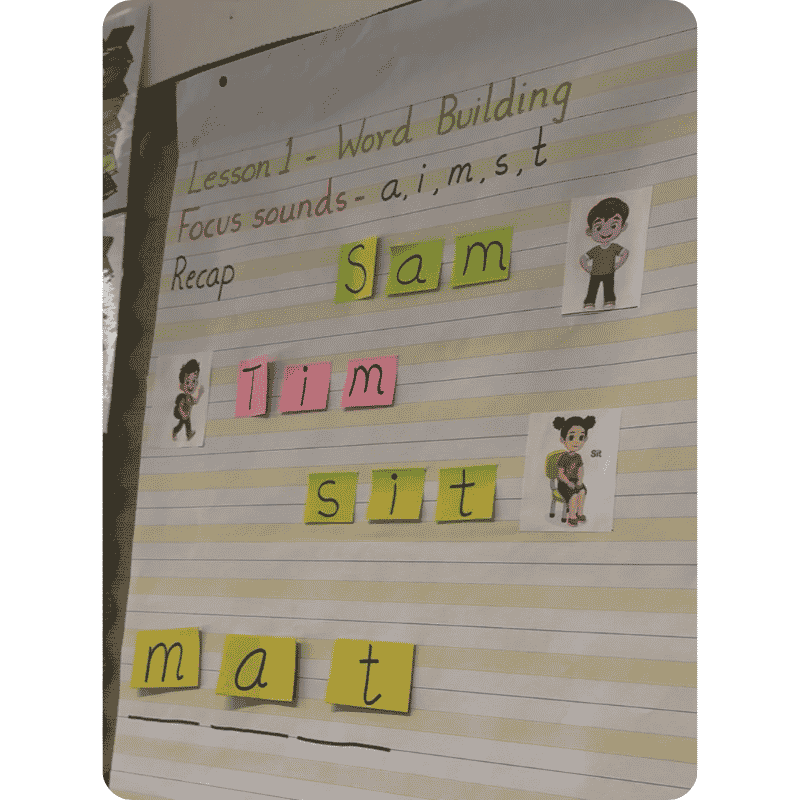 Child building a word